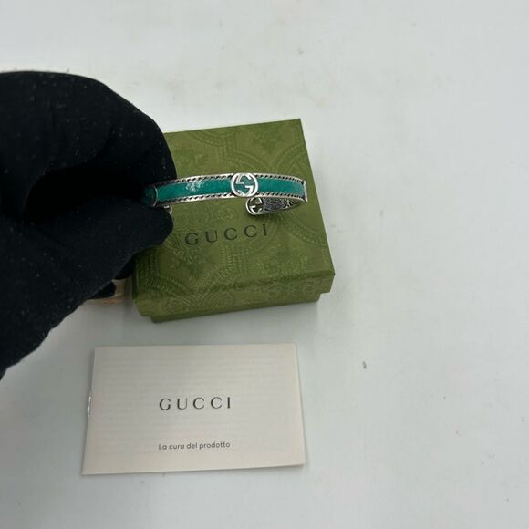 Women’s Gucci interlocking G .925 silver turquoise bangle bracelet made in Italy - Picture 1 of 10